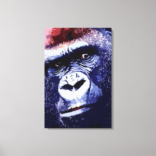 Gorilla Gezicht Pop Art Ingepakt Canvas Afdruk (Voorkant)