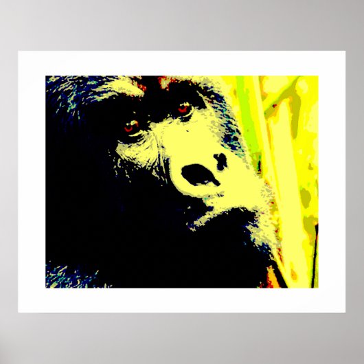 Gorilla Gezicht Pop Art Poster Print. Gorilla Post (Voorkant)