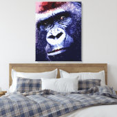 Gorilla Gezicht Pop Art Wrapped Canvas (Insitu (Slaapkamer))
