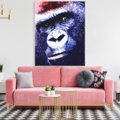 Gorilla Gezicht Pop Art Wrapped Canvas Afdruk (Insitu (Woonkamer))