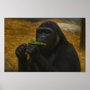 Gorilla Grace - Realistisch wildlife portret Poster