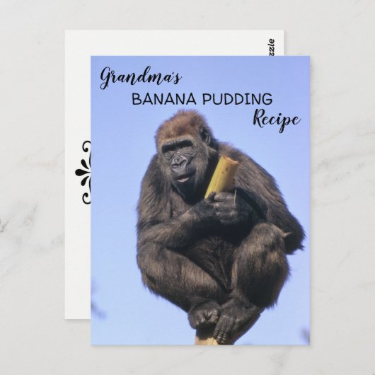 Gorilla Grandma's Banana Pudding Recept Kinder kok Briefkaart (Voorkant / Achterkant)