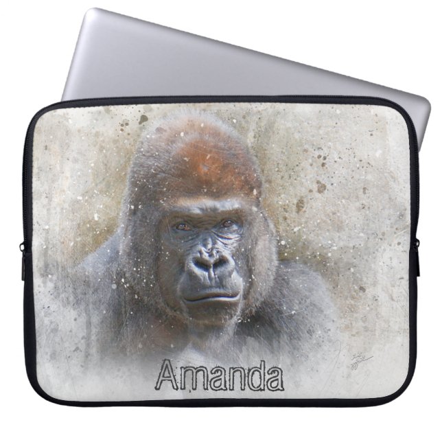 Gorilla Great Ape Animal Fotografie Modern Laptop Sleeve (Voorkant)