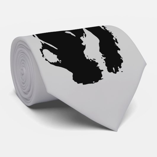 Gorilla - Grijs, Zwart & Wit Pop Art Custom Stropd Stropdas (Opgerold)