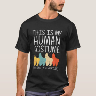 Gorilla Halloween Human Costume Ape Animal Easy Di T-shirt