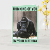 GORILLA HAPPY BIRTHDAY WENSKAARTEN KAART (Gele Bloem)
