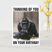 GORILLA HAPPY BIRTHDAY WENSKAARTEN KAART (Gele Bloem)