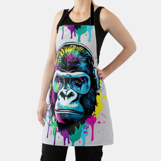 Gorilla Head - Gorilla Schort - Kleurrijke Gorilla (Insitu)