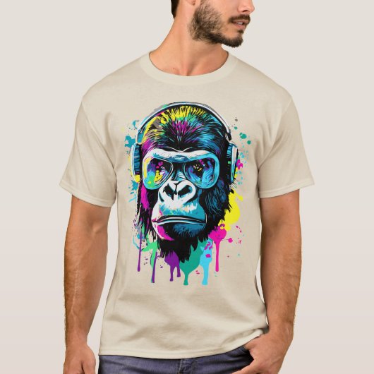 Gorilla Head - Gorilla T-shirt - Kleurrijke Gorill (Voorkant)