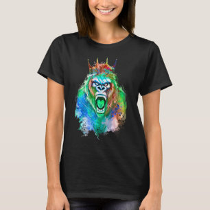 Gorilla Head King Kleurrijke Crown Beast Workout G T-shirt