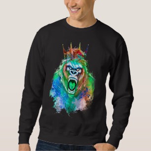 Gorilla Head King Kleurrijke Crown Beast Workout G Trui