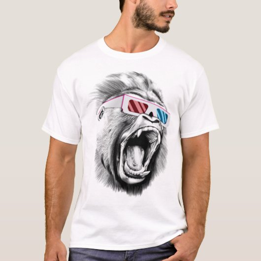 Gorilla Head met 3d bril T-shirt (Voorkant)