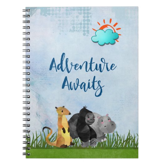 Gorilla Hippo en Meerkat - Adventure Awaits Notitieboek (Voorkant)