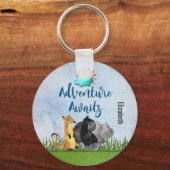 Gorilla Hippo en Meerkat - Adventure Awaits Sleutelhanger (Voorkant)