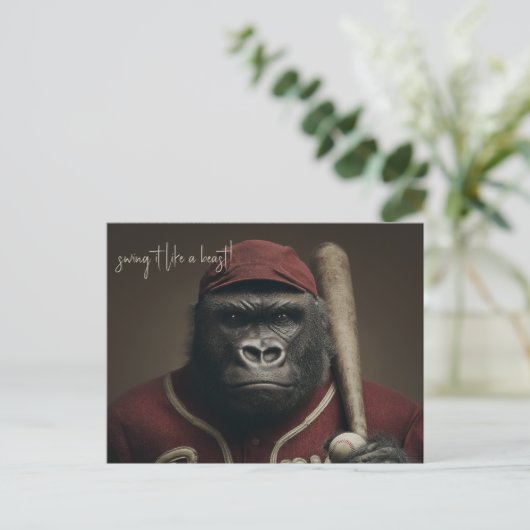 gorilla-honkbalspeler briefkaart (Staand voorkant)