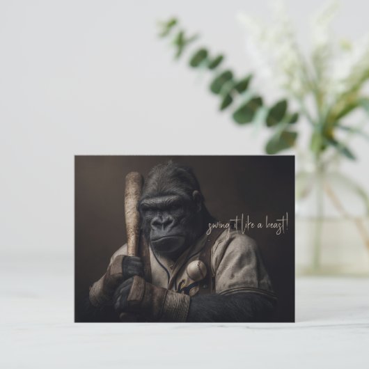 gorilla-honkbalspeler briefkaart (Staand voorkant)