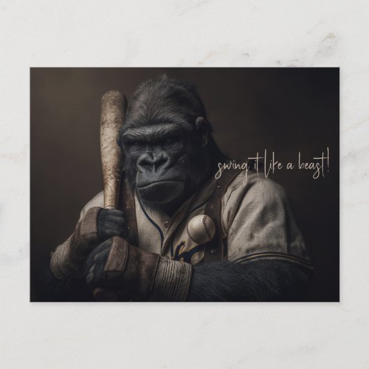gorilla-honkbalspeler briefkaart (Voorkant)