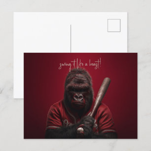 gorilla-honkbalspeler briefkaart