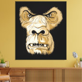 Gorilla hoofd op zwarte achtergrond canvas afdruk (Insitu (Woonkamer))