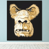 Gorilla hoofd op zwarte achtergrond canvas afdruk (Insitu (Houten vloer))