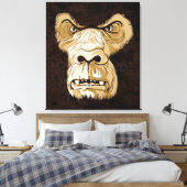 Gorilla hoofd op zwarte bruine grunge achtergrond canvas afdruk (Insitu (Slaapkamer))
