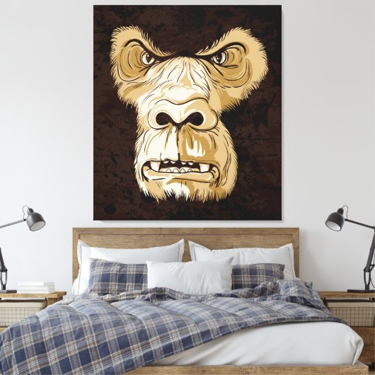 Gorilla hoofd op zwarte bruine grunge achtergrond canvas afdruk (Insitu (Slaapkamer))
