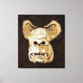 Gorilla hoofd op zwarte bruine grunge achtergrond canvas afdruk (Voorkant)