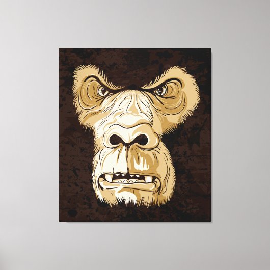 Gorilla hoofd op zwarte bruine grunge achtergrond canvas afdruk (Voorkant)
