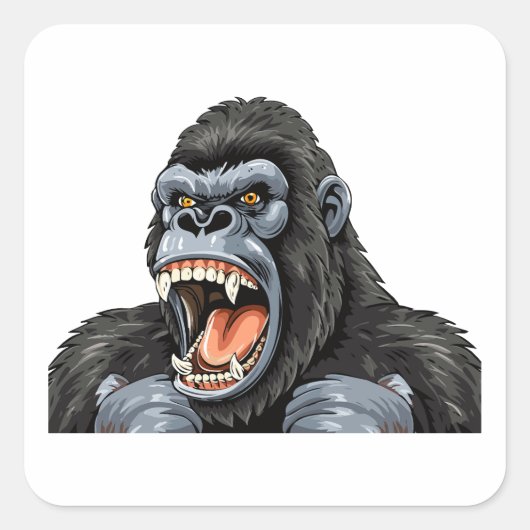 Gorilla hoofd vierkante sticker (Voorkant)