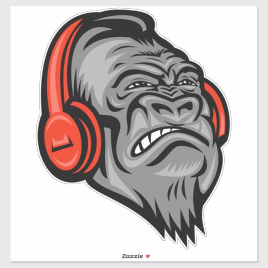 Gorilla-hoofdtelefoon The Mountain Big Face, Goril Sticker (Vel)