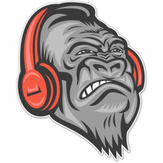 Gorilla-hoofdtelefoon The Mountain Big Face, Goril Sticker (Voorkant)