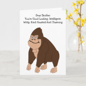 Gorilla Humoristische Brother Verjaardag Kaart (Gele Bloem)