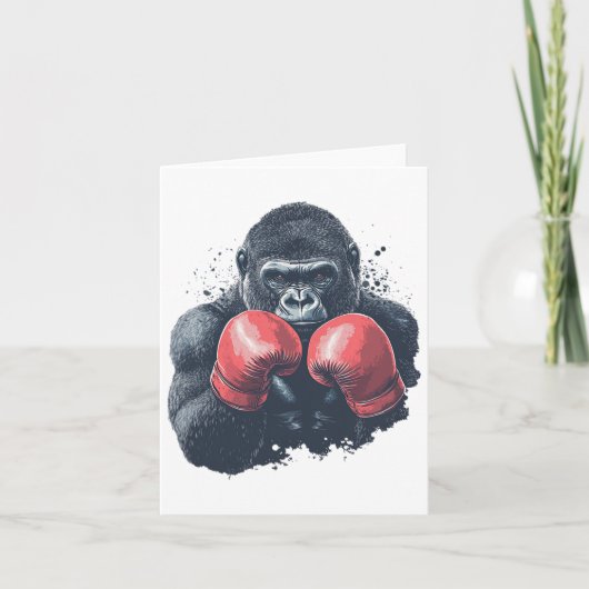 Gorilla in bokshandschoenen - bokstraining kaart (Voorkant)