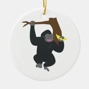 Gorilla in de boom keramisch ornament