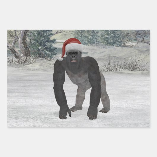 Gorilla in de sneeuw inpakpapier vel (Voorkant)