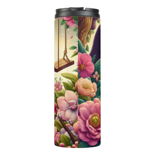 Gorilla in een fantasietuin thermosbeker (Achterkant)