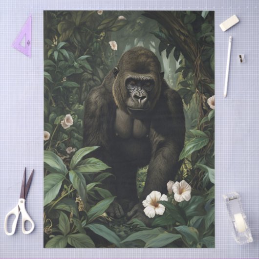 Gorilla in een levendig tropisch bos decoupage tissuepapier (Craft)