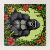 Gorilla in een tropisch bamboe kader legpuzzel (Horizontaal)