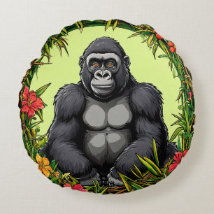 Gorilla in een tropisch bamboe kader rond kussen