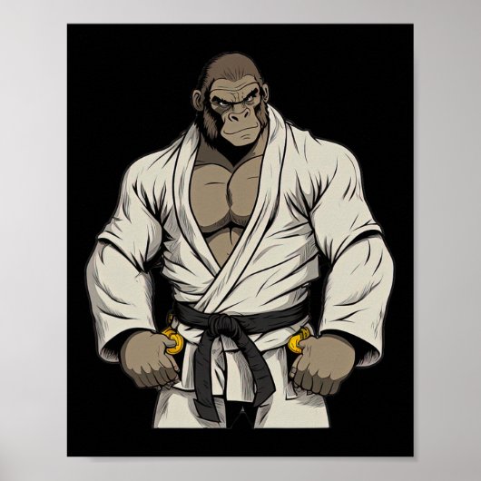 Gorilla In Keikogi - Japanese Karateka Poster (Voorkant)
