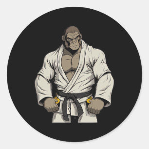 Gorilla in Keikogi - Japanse Karateka Ronde Sticker