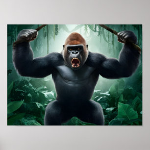 Gorilla in Oerwoud Poster
