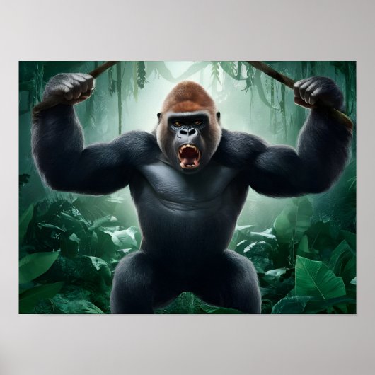 Gorilla in Oerwoud Poster (Voorkant)