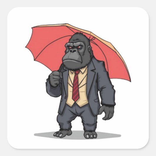 Gorilla in pak vierkante sticker (Voorkant)
