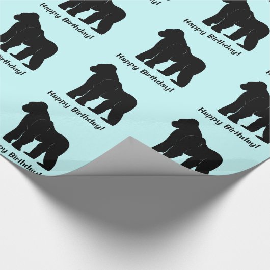 Gorilla in Silhouette Happy Birthday Cadeaupapier (Hoek)