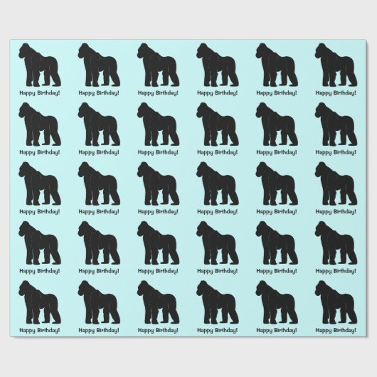 Gorilla in Silhouette Happy Birthday Cadeaupapier (Vlak)