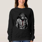 Gorilla In Suit Smoking Cigar Monkey Ape Wildlife Trui (Voorkant)