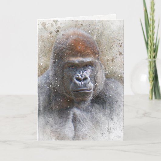 Gorilla Jungle Safari Artwork All Occasion Blank Feestdagen Kaart (Voorkant)