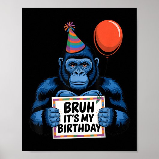 Gorilla Jungle Thema Verjaardagsfeestje Bruh Het I Poster (Voorkant)