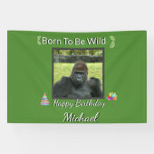 Gorilla Jungle Wild Birthday Theme Spandoek (Horizontaal)
